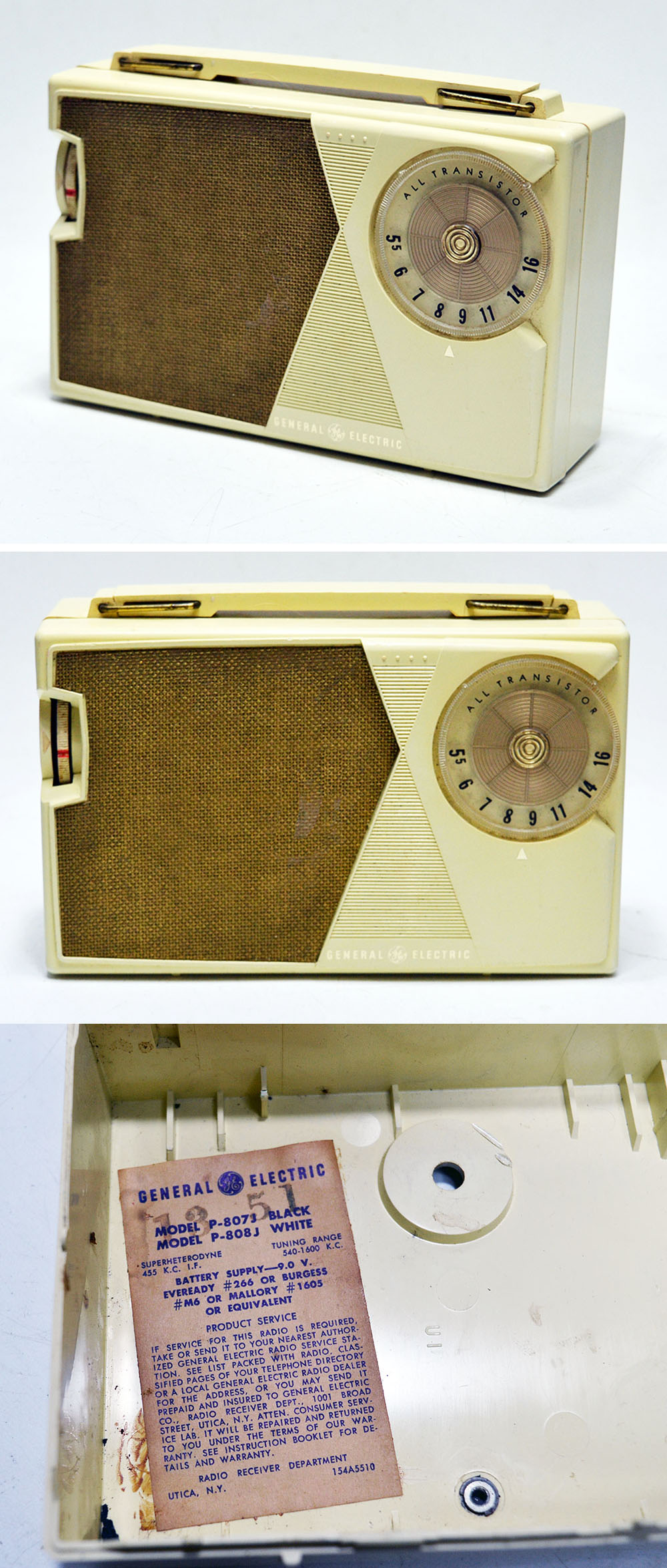 GENERAL ELECTRIC MODEL P-808J WHITE MW RADIO